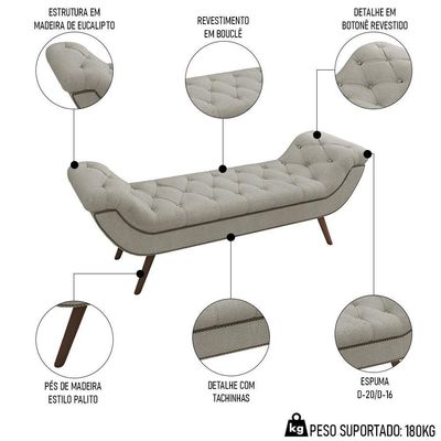 Cabeceira Cama King 195cm Provença E Recamier Veneto P02 Bouclé Cru - Mpozenato