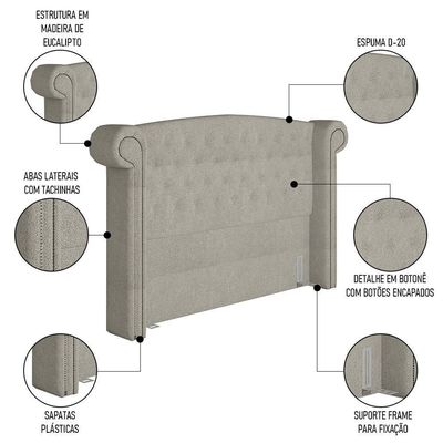 Cabeceira Cama King 195cm Provença E Recamier Veneto P02 Bouclé Cru - Mpozenato