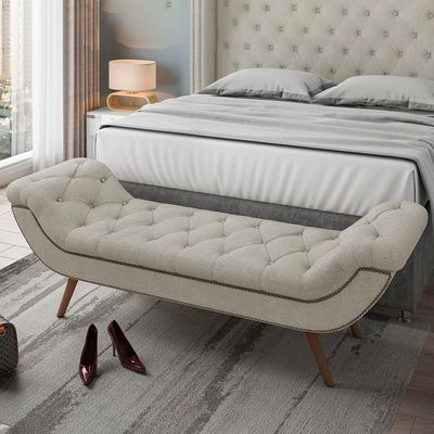 Cabeceira Cama King 195cm Provença E Recamier Veneto P02 Bouclé Cru - Mpozenato