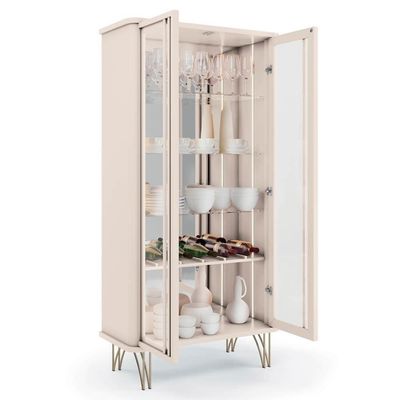 Balcão Buffet Piacente Com Cristaleira Alvora H01 Off White - Mpozenato