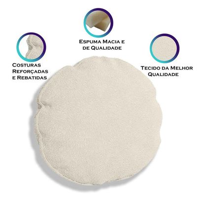 Almofada Bolacha Redonda Cookie Boucle Bege