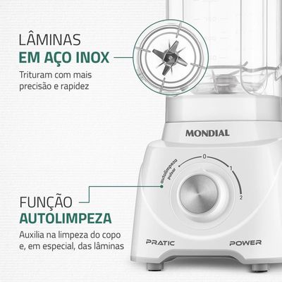Liquidificador Mondial L97W 2 Velocidades + Pulsar 550W Branco / 220V