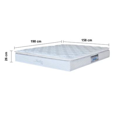 Cama Box Queen Size MGA Universal com Baú e Pistão a Gás + Colchão Umaflex Itália com Pillow Top e Molas Ensacadas Bege e Branco