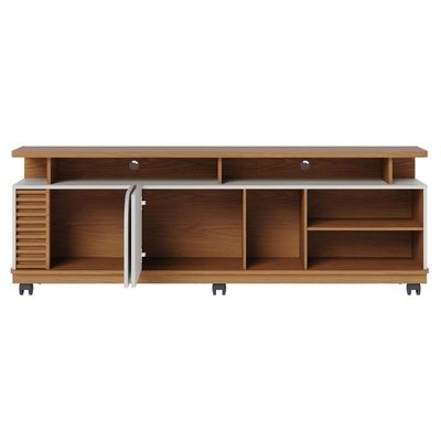 Rack Para Sala Bancada De 75 Pol 180cm Madrid C05 Freijó-off White Matte - Mpozenato