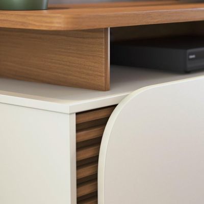 Rack Para Sala Bancada De 75 Pol 180cm Madrid C05 Freijó-off White Matte - Mpozenato