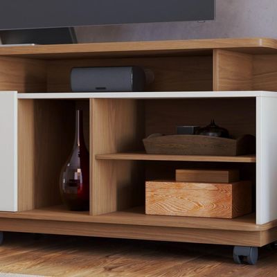 Rack Para Sala Bancada De 75 Pol 180cm Madrid C05 Freijó-off White Matte - Mpozenato