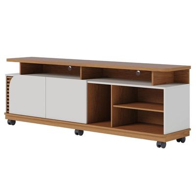 Rack Para Sala Bancada De 75 Pol 180cm Madrid C05 Freijó-off White Matte - Mpozenato
