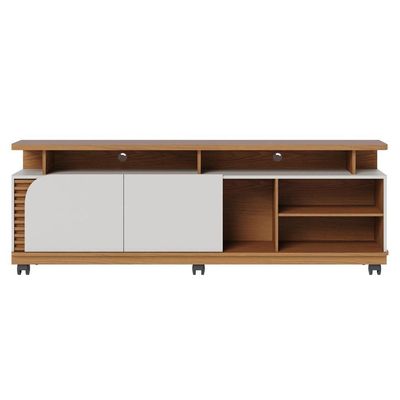 Rack Para Sala Bancada De 75 Pol 180cm Madrid C05 Freijó-off White Matte - Mpozenato