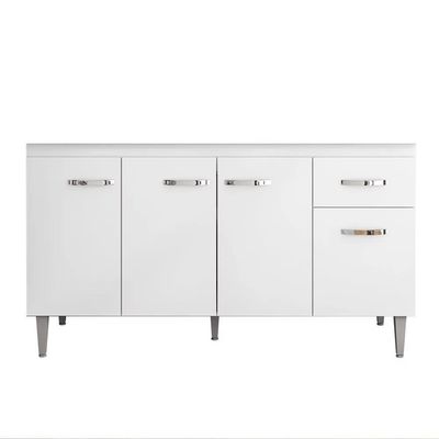 Balcão Gabinete Para Pia 150cm 4 Portas 1 Gaveta Gabriela Branco-preto - Ajl Móveis