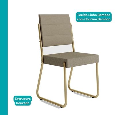 Conjunto Sala De Jantar 6 Cadeiras Charlotte Carraro Carvalho Dourado