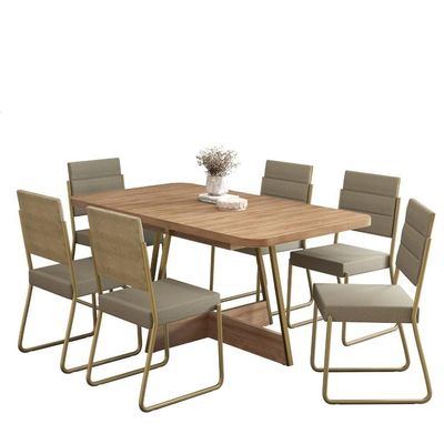 Conjunto Sala De Jantar 6 Cadeiras Charlotte Carraro Carvalho Dourado