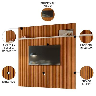 Painel Para 75 Polegadas 238cm André Z10 Off-cinamomo - Mpozenato