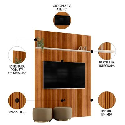 Painel Para 75 Polegadas 179cm Logus Z10 Off-cinamomo - Mpozenato