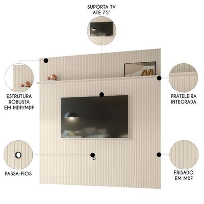 Painel Para 75 Polegadas 238cm André Z10 Off White - Mpozenato