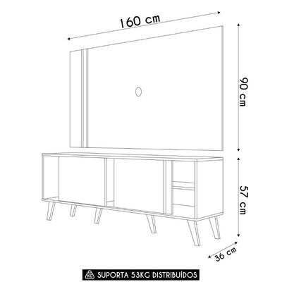 Estante Painel Para 60 Pol 160cm Orla Z10 Cumaru-opala - Mpozenato
