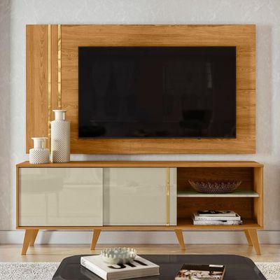 Estante Painel Para 60 Pol 160cm Orla Z10 Cumaru-opala - Mpozenato