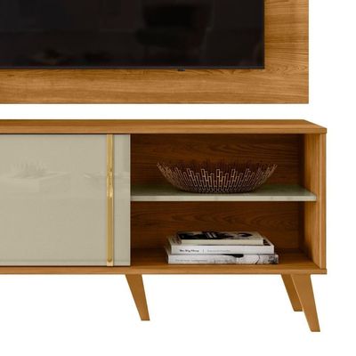 Estante Painel Para 60 Pol 160cm Orla Z10 Cumaru-opala - Mpozenato