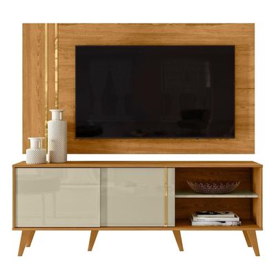 Estante Painel Para 60 Pol 160cm Orla Z10 Cumaru-opala - Mpozenato