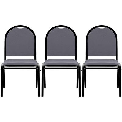 Kit 3 Cadeiras Hoteleiras Auditório Empilhável Sintético M23 Cinza - Mpozenato