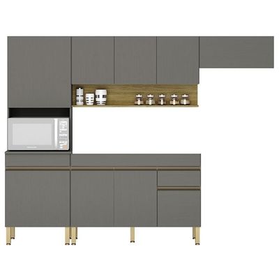 Armário De Cozinha 4 Peças Balcão Sem Tampo 120cm Lina04 K02 Gris-freijó - Mpozenato