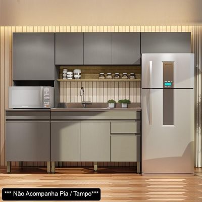 Armário De Cozinha 4 Peças Balcão Sem Tampo 120cm Lina04 K02 Gris-freijó - Mpozenato
