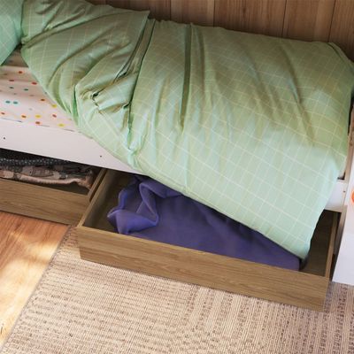 Beliche Infantil com Escada, Nicho e Gavetas Branco e Aveiro
