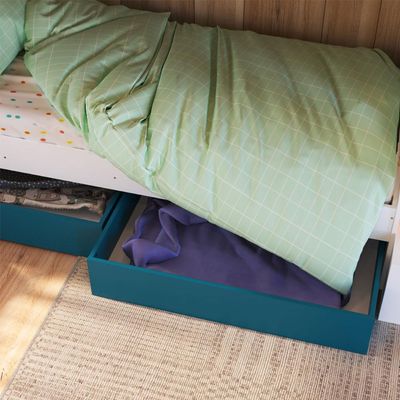 Beliche Infantil com Escada, Nicho e Gavetas Branco com Azul