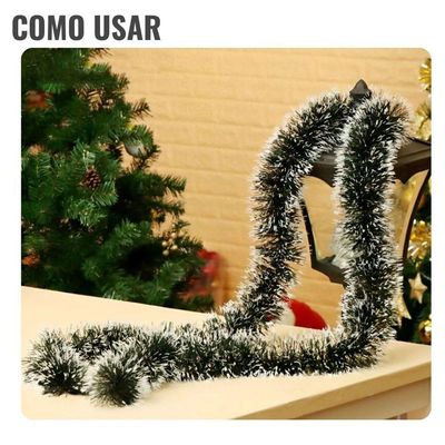Festão De Natal Metalizado Nevado Verde - 2m X 9cm
