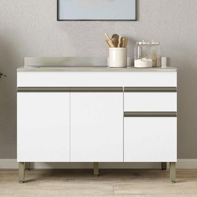 Balcão Gabinete 3 Portas Com Pia 120cm Lina K02 Supremo - Mpozenato