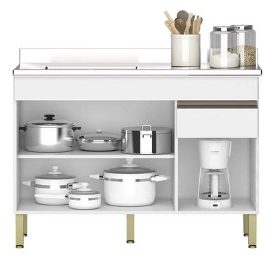Balcão Gabinete 3 Portas Com Pia 120cm Lina K02 Supremo - Mpozenato