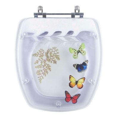 Tampa De Vaso Poliéster Decorada Borboleta Fit Branco Para Louça Celite