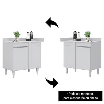Balcão De Canto Reto Com Tampo 1 Porta Denver Branco - Lumil