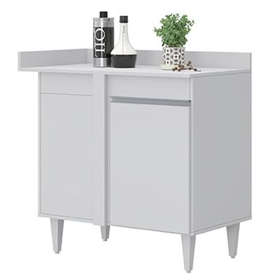 Balcão De Canto Reto Com Tampo 1 Porta Denver Branco - Lumil
