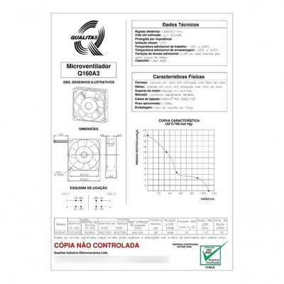 Mini Ventilador Qualitas Q160a3 162x162x55mm 127-220v