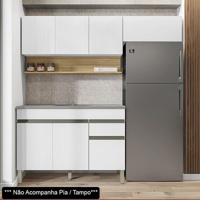 Armário De Cozinha 3 Peças Balcão Sem Tampo 150cm Lina12 K02 Supremo-freijó - Mpozenato