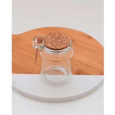 Conjunto 4 Pote Porta Temperos de Vidro Tampa de Rolha 240ml Colher de Bambu Lyor