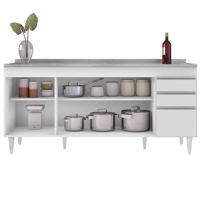Balcão Gabinete Com Pia 180cm Dallas Branco - Lumil