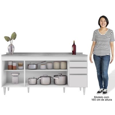 Balcão Gabinete Com Pia 180cm Dallas Branco - Lumil