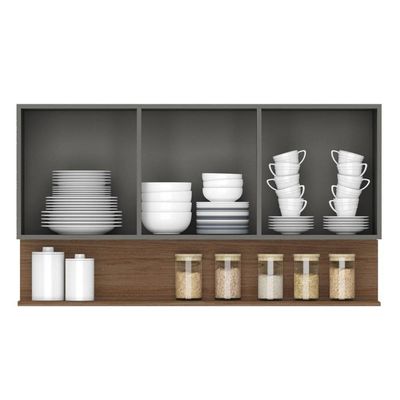 Armário De Cozinha 4 Peças Balcão 150cm Com Pia Lina19 K02 Gris-freijó - Mpozenato