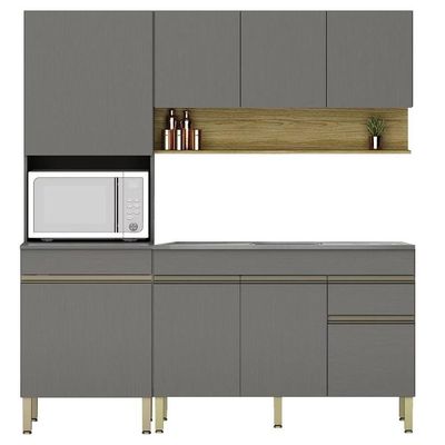 Armário De Cozinha 4 Peças Balcão 150cm Com Pia Lina19 K02 Gris-freijó - Mpozenato
