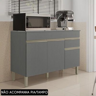 Balcão Gabinete Para Pia Sem Tampo 150cm Lina K02 Gris - Mpozenato
