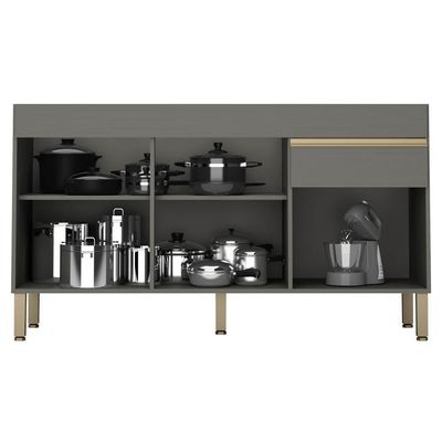 Balcão Gabinete Para Pia Sem Tampo 150cm Lina K02 Gris - Mpozenato