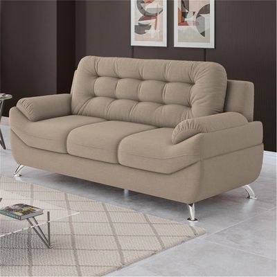 Sofá 3 Lugares Mercury em Tecido Suede 200cm Linoforte Areia