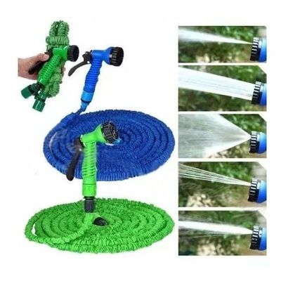 Mangueira Jardim Expansível 30 Metros Resistente Jatos D água Azul