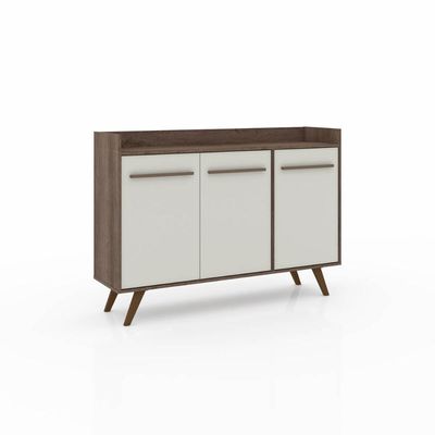 Aparador Buffet Retrô com 3 Portas Rústico Off White MDP 136x36x95cm RT 3134 Movelbento
