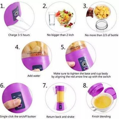 Mini Liquidificador Recarregavél Portátil Bateria Usb - Roxo