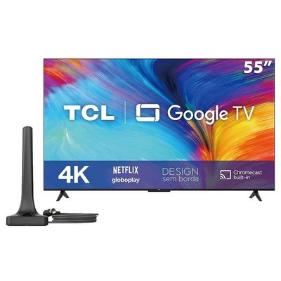 Smart TV 4K TCL 55P635 55 + Antena Digital Interna Aquário DTV-200 Preto
