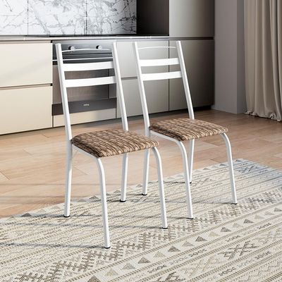 Conjunto com 2 Cadeiras Peters Revestimento Sintético Marrom e Branco