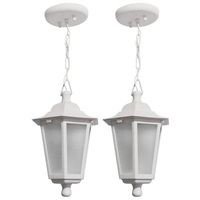 Conjunto 2 Pendentes de Teto Coloniais Luminárias Gregas Externas Brancas Bivolt Dital