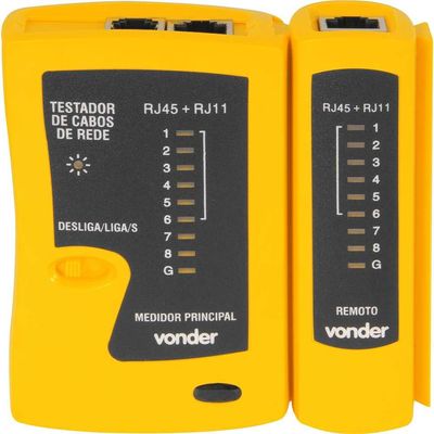 Testador de cabos de rede RJ11 RJ12 RJ45 com acessórios VONDER